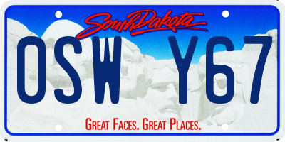 SD license plate 0SWY67