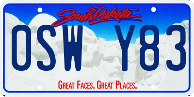 SD license plate 0SWY83