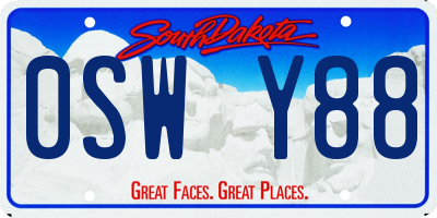SD license plate 0SWY88