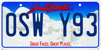 SD license plate 0SWY93