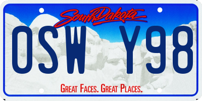 SD license plate 0SWY98