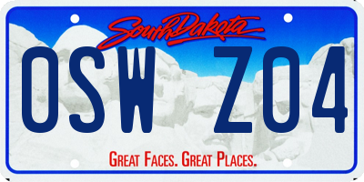 SD license plate 0SWZ04