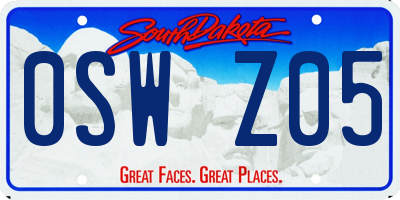 SD license plate 0SWZ05