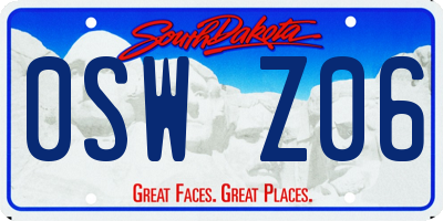 SD license plate 0SWZ06