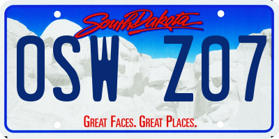 SD license plate 0SWZ07