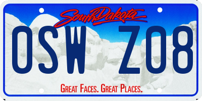 SD license plate 0SWZ08