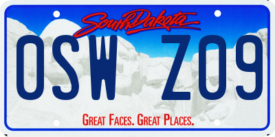 SD license plate 0SWZ09