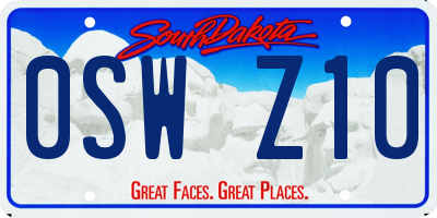 SD license plate 0SWZ10