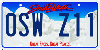 SD license plate 0SWZ11