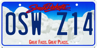SD license plate 0SWZ14