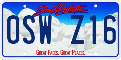 SD license plate 0SWZ16
