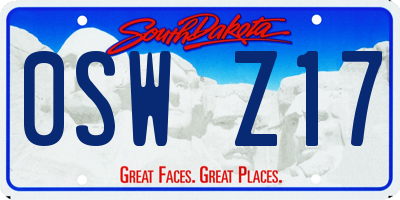 SD license plate 0SWZ17
