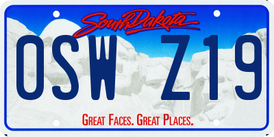 SD license plate 0SWZ19