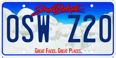 SD license plate 0SWZ20