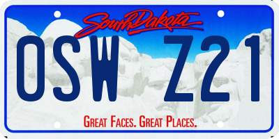 SD license plate 0SWZ21
