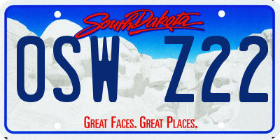 SD license plate 0SWZ22