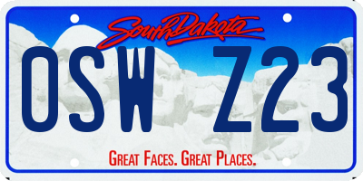 SD license plate 0SWZ23