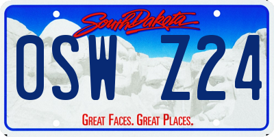 SD license plate 0SWZ24