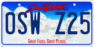 SD license plate 0SWZ25