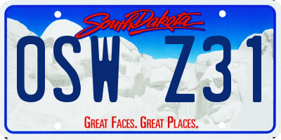 SD license plate 0SWZ31