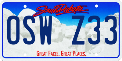 SD license plate 0SWZ33