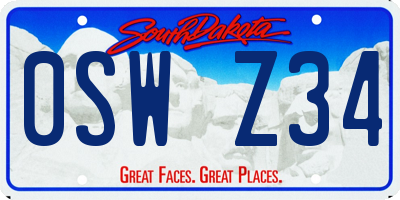SD license plate 0SWZ34