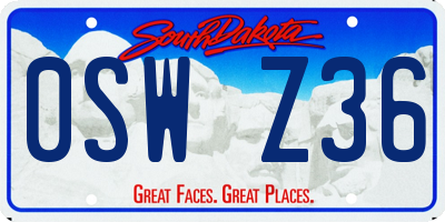 SD license plate 0SWZ36