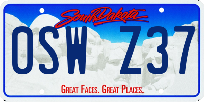 SD license plate 0SWZ37