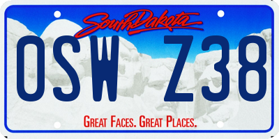 SD license plate 0SWZ38