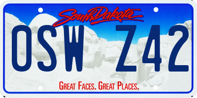 SD license plate 0SWZ42