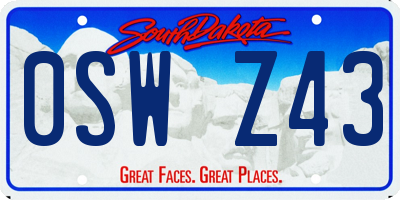 SD license plate 0SWZ43