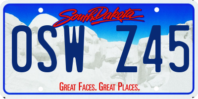 SD license plate 0SWZ45