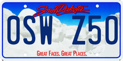 SD license plate 0SWZ50