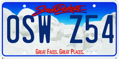 SD license plate 0SWZ54