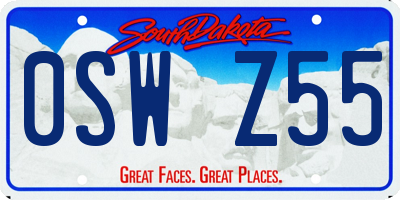 SD license plate 0SWZ55