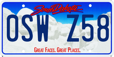 SD license plate 0SWZ58
