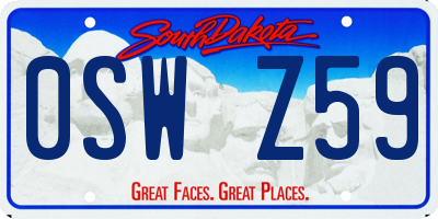 SD license plate 0SWZ59