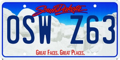 SD license plate 0SWZ63