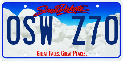 SD license plate 0SWZ70