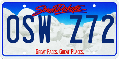 SD license plate 0SWZ72