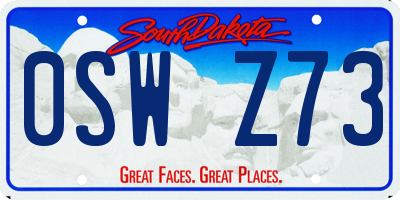 SD license plate 0SWZ73