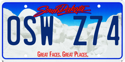 SD license plate 0SWZ74