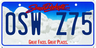 SD license plate 0SWZ75