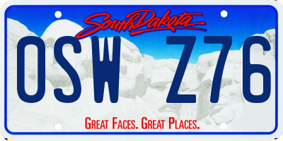 SD license plate 0SWZ76