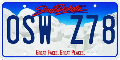 SD license plate 0SWZ78
