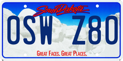 SD license plate 0SWZ80