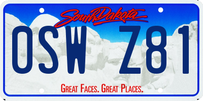 SD license plate 0SWZ81