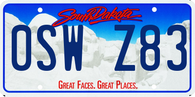 SD license plate 0SWZ83