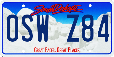 SD license plate 0SWZ84