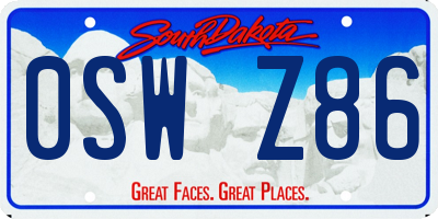 SD license plate 0SWZ86